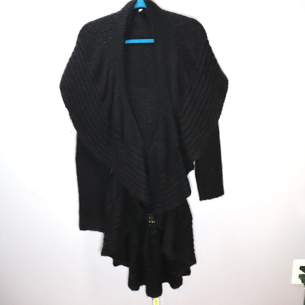 Italian of Italy Black Draped Waterfall‎ Cardigan Sweater Size 8/Medium